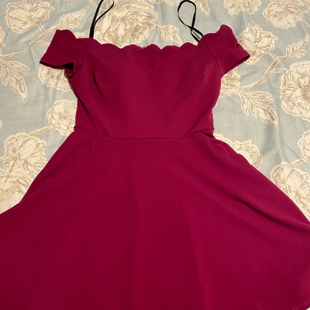 B-Darlin - Plum Scalloped Dress with Pockets